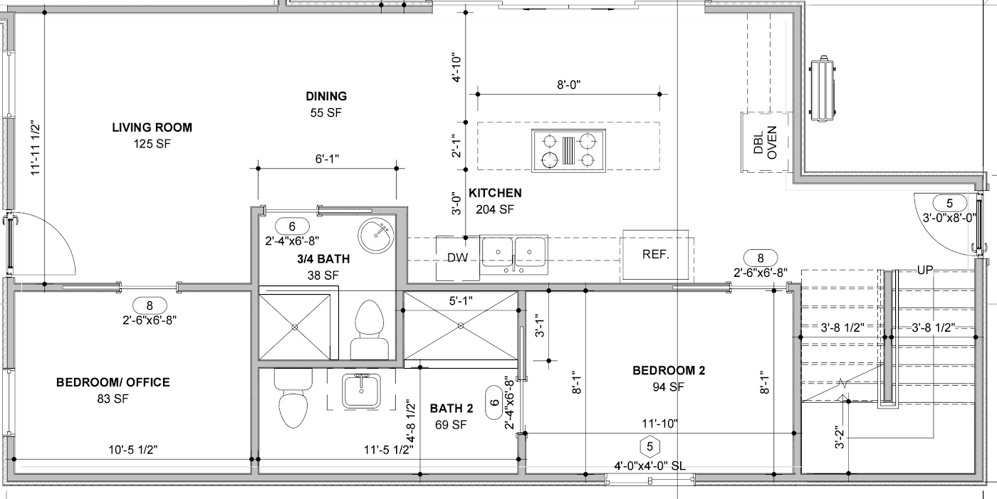 The Loft — main level floor plan line drawing